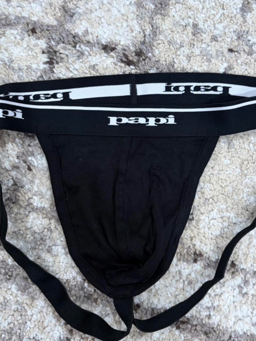 Papi Large Black Cotton Jockstrap NWOT